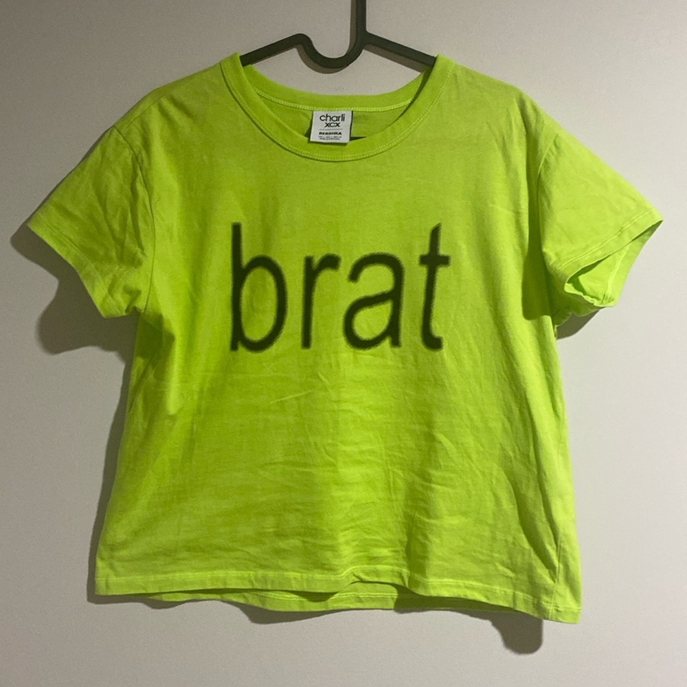 CHARLIXCX X Bershka Green Short Sleeve Tee Brat Print